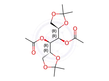 Chemical structure of D-Mannitol, 1,2:5,6-bis-O-(1-methylethylidene)-, diacetate (9CI)