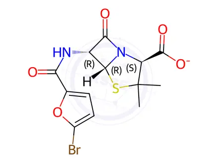 Chemical structure of 2-Bromofurylpenicillin sodium salt