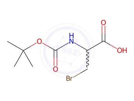 Chemical structure of Alanine, 3-bromo-N-[(1,1-dimethylethoxy)carbonyl]-
