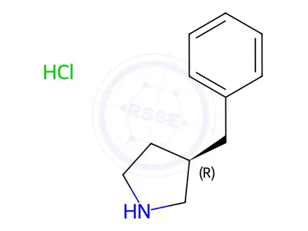 Chemical structure of Pyrrolidine, 3-(phenylmethyl)-, hydrochloride (1:1), (3R)-