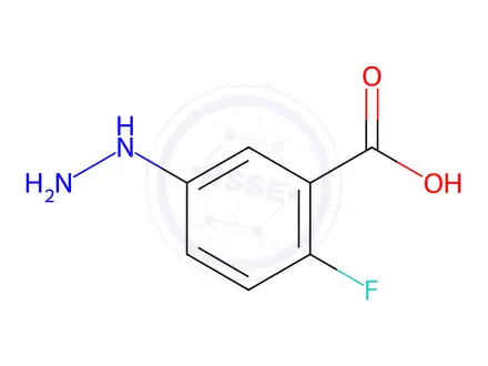 Chemical structure of 2-fluoro-5-hydrazinylbenzoic acid dihydrochloride
