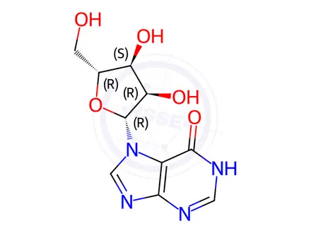 Chemical structure of Inosine Impurity 9 (7-β-Ribofuranosylhypoxanthine)
