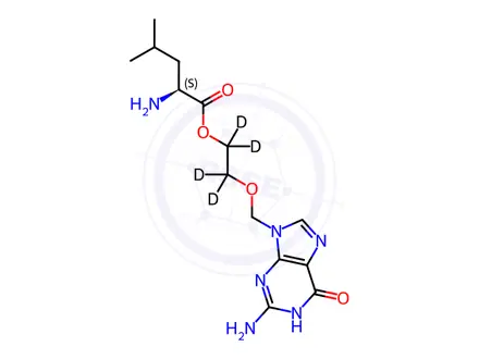 Chemical structure of Acyclovir-d4 L-Leucinate