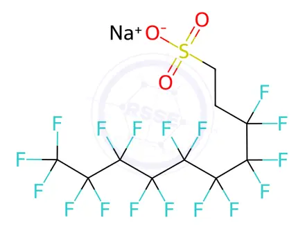 Chemical structure of 3,3,4,4,5,5,6,6,7,7,8,8,9,9,10,10,10-Heptadecafluoro-1-decanesulfonic Acid, Sodium Salt