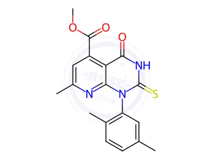 Chemical structure of methyl 1-(2,5-dimethylphenyl)-2-mercapto-7-methyl-4-oxo-1,4-dihydropyrido[2,3-d]pyrimidine-5-carboxylate