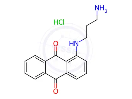 Chemical structure of 1-((3-Aminopropyl)amino)anthracene-9,10-dione Hydrochloride