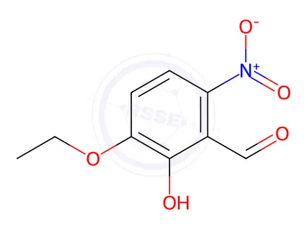 Chemical structure of Benzaldehyde, 3-ethoxy-2-hydroxy-6-nitro-(9CI)