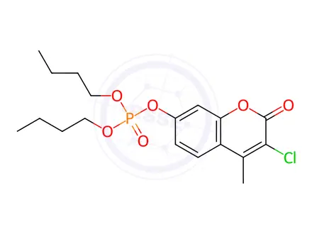 Chemical structure of Phosphoric acid 3-chloro-4-methyl-2-oxo-2H-1-benzopyran-7-yldibutyl ester
