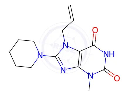 Chemical structure of 7-allyl-3-methyl-8-(piperidin-1-yl)-3,7-dihydro-1H-purine-2,6-dione
