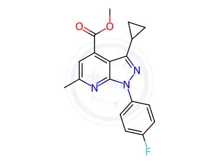 Chemical structure of Methyl 3-cyclopropyl-1-(4-fluorophenyl)-6-methyl-1H-pyrazolo[3,4-b]pyridine-4-carboxylate