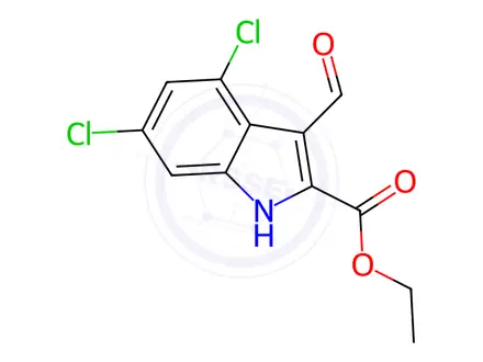 Chemical structure of Ethyl 4,6-Dichloro-3-formyl-2-indolecarboxylate