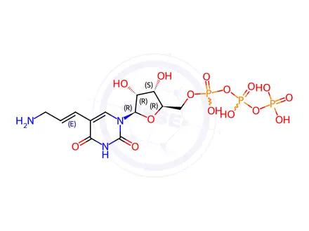 Chemical structure of Uridine 5'-(tetrahydrogen triphosphate), 5-[(1E)-3-amino-1-propen-1-yl]-