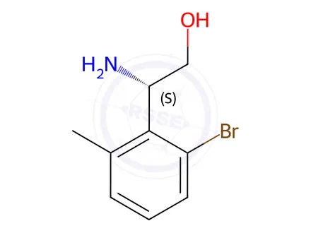 Chemical structure of (2S)-2-amino-2-(2-bromo-6-methylphenyl)ethan-1-ol