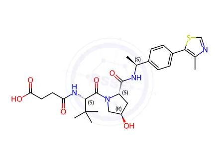 Chemical structure of 4-(((S)-1-((2S,4R)-4-hydroxy-2-(((S)-1-(4-(4-methylthiazol-5-yl)phenyl)ethyl)carbamoyl)pyrrolidin-1-yl)-3,3-dimethyl-1-oxobutan-2-yl)amino)-4-oxobutanoic acid