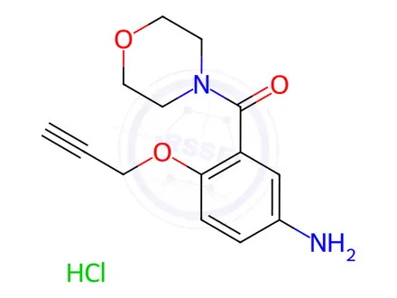Chemical structure of Morpholine, 4-(5-amino-2-(2-propynyloxy)benzoyl)-, hydrochloride