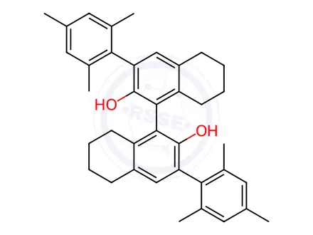 Chemical structure of R-5,5',6,6',7,7',8,8'-octahydro-3,3'-bis(2,4,6-triMethylphenyl)-[1,1'-Binaphthalene]-2,2'-diol