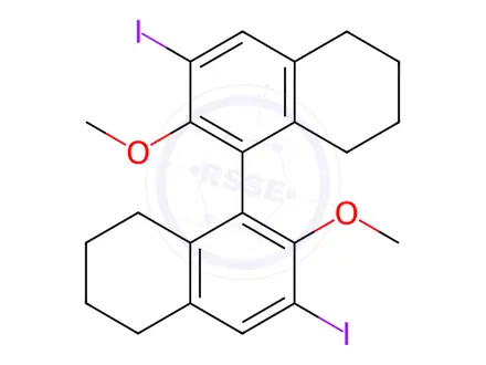 Chemical structure of 3,3'-diiodo-2,2'-dimethoxy-5,5',6,6',7,7',8,8'-octahydro-1,1'-binaphthalene