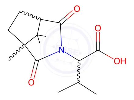 Chemical structure of 3-Methyl-2-(1,8,8-trimethyl-2,4-dioxo-3-azabicyclo[3.2.1]Octan-3-yl)butanoic acid