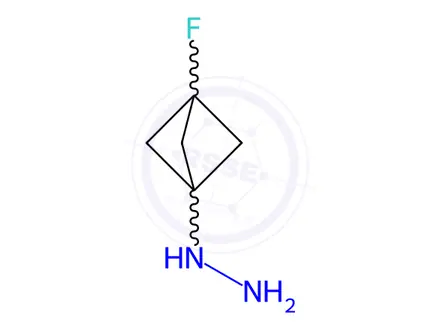 Chemical structure of Hydrazine, (3-fluorobicyclo[1.1.1]pent-1-yl)-, hydrochloride (1:2)