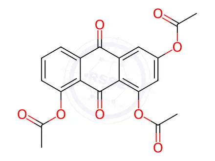 Chemical structure of 9,10-dioxo-9,10-dihydroanthracene-1,3,8-triyl triacetate