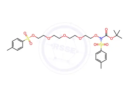 Chemical structure of N-Tos-N-(t-butoxycarbonyl)-aminoxy-PEG4-tos