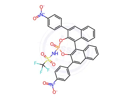 Chemical structure of N-((11bR)-2,6-Bis(4-nitrophenyl)-4-oxidodinaphtho[2,1-d:1',2'-f][1,3,2]dioxaphosphepin-4-yl)-1,1,1-trifluoromethanesulfonamide
