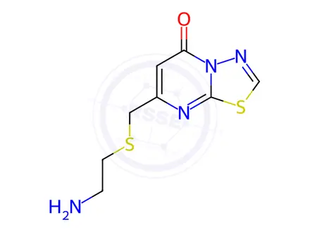 Chemical structure of 7-(((2-aminoethyl)thio)methyl)-5H-[1,3,4]thiadiazolo[3,2-a]pyrimidin-5-one dihydrochloride