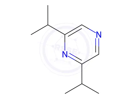 Chemical structure of Pyrazine, 2,6-bis(1-methylethyl)-(9CI)