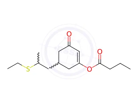 Chemical structure of Butyric acid 5-[2-(ethylthio)propyl]-3-oxo-1-cyclohexen-1-yl ester