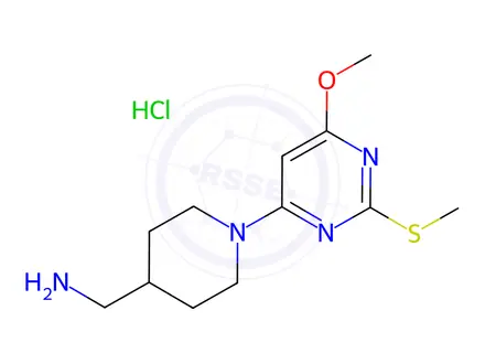 Chemical structure of C-[1-(6-Methoxy-2-Methylsulfanyl-pyriMidin-4-yl)-piperidin-4-yl]-MethylaMine hydrochloride