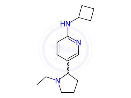 Chemical structure of N-cyclobutyl-5-(1-ethylpyrrolidin-2-yl)pyridin-2-amine