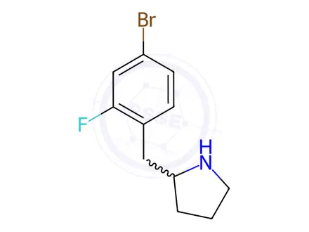 Chemical structure of Pyrrolidine, 2-[(4-bromo-2-fluorophenyl)methyl]-