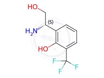 Chemical structure of 2-[(1S)-1-amino-2-hydroxyethyl]-6-(trifluoromethyl)phenol