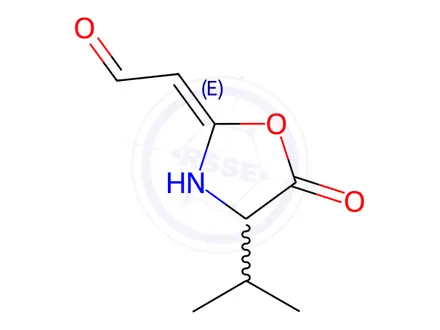 Chemical structure of Acetaldehyde, [4-(1-methylethyl)-5-oxo-2-oxazolidinylidene]-(9CI)