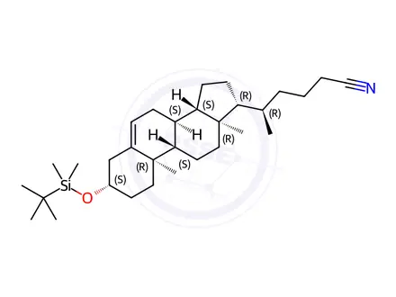 Chemical structure of (3β)-3-[[(1,1-Dimethylethyl)dimethylsilyl]oxy]-26,27-dinorcholest-5-ene-25-nitrile
