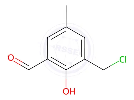 Chemical structure of Benzaldehyde, 3-(chloromethyl)-2-hydroxy-5-methyl-(9CI)