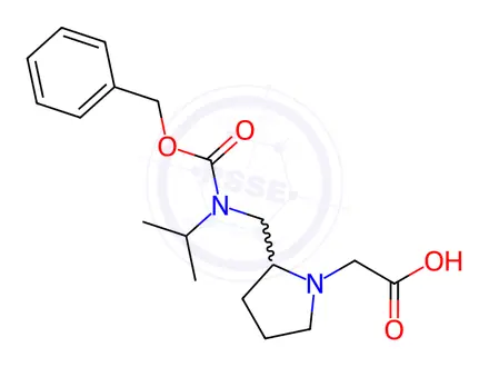 Chemical structure of 2-(2-((((Benzyloxy)carbonyl)(isopropyl)amino)methyl)pyrrolidin-1-yl)acetic acid