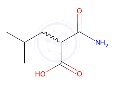 Chemical structure of Pentanoic acid, 2-(aminocarbonyl)-4-methyl-