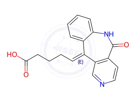 Chemical structure of Pentanoic acid, 5-(5,6-dihydro-5-oxo-11H-pyrido(4,3-c)(1)benzazepin-11-ylidene)-