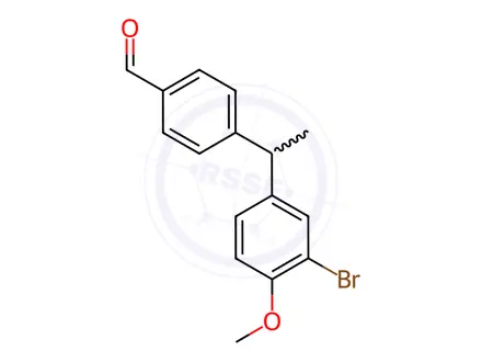 Chemical structure of Benzaldehyde, 4-[1-(3-bromo-4-methoxyphenyl)ethyl]-