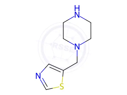 Chemical structure of 1-(1,3-thiazol-5-ylmethyl)piperazine trihydrochloride
