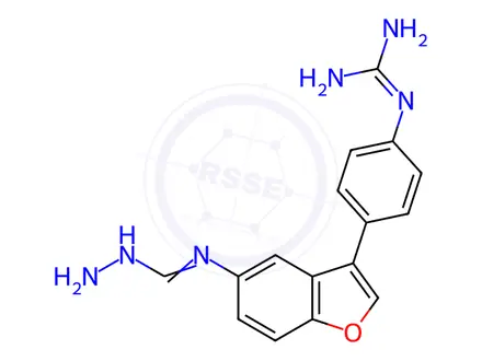 Chemical structure of Guanidine, N-[4-[5-[(aminoiminomethyl)amino]-2-benzofuranyl]phenyl]-