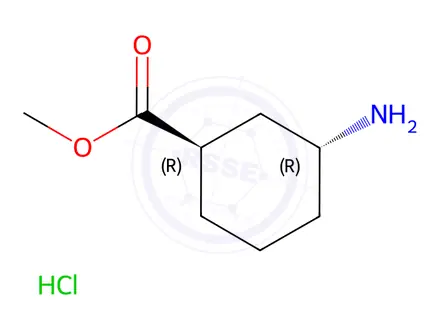 Chemical structure of Methyl (1R,3R)-3-aminocyclohexane-1-carboxylate Hydrochloride