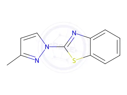 Chemical structure of Benzothiazole, 2-(3-methyl-1H-pyrazol-1-yl)-(9CI)