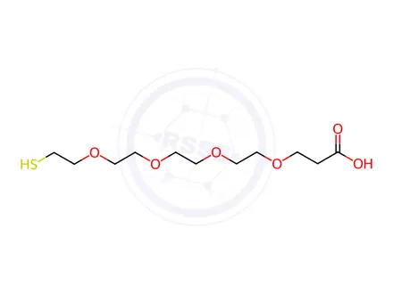 Chemical structure of 1-Mercapto-3,6,9,12-tetraoxapentadecan-15-oic acid