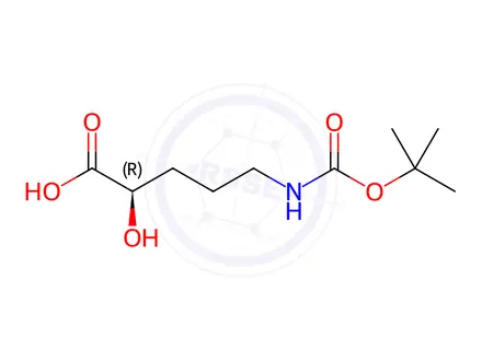 Chemical structure of Pentanoic acid, 5-[[(1,1-dimethylethoxy)carbonyl]amino]-2-hydroxy-, (2R)-