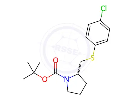 Chemical structure of 2-(4-Chloro-phenylsulfanylmethyl)-pyrrolidine-1-carboxylic acid tert-butyl ester