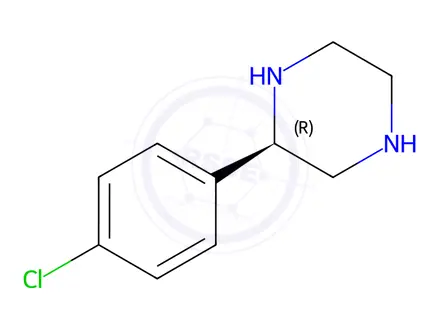 Chemical structure of Piperazine, 2-(4-chlorophenyl)-, hydrochloride (1:2), (2R)-