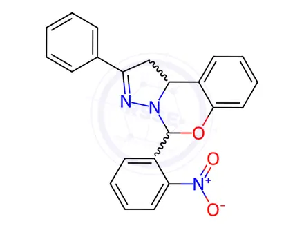 Chemical structure of 5-{2-nitrophenyl}-2-phenyl-1,10b-dihydropyrazolo[1,5-c][1,3]benzoxazine