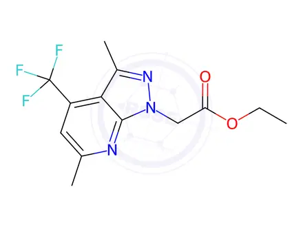 Chemical structure of Ethyl 2-(3,6-dimethyl-4-(trifluoromethyl)-1h-pyrazolo[3,4-b]pyridin-1-yl)acetate